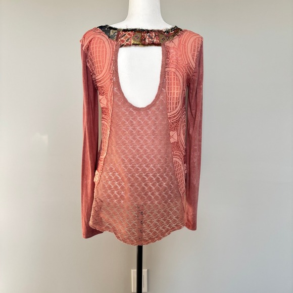 Gimmicks by BKE Size Small Tunic Oversized Long Sleeve Hippie Boho Semi Sheer - Picture 7 of 12